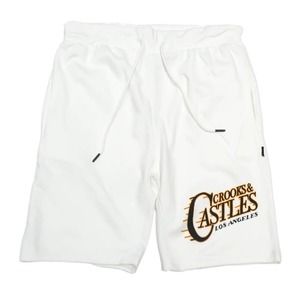 Crooks & Castles Men's LA Los Angeles Crooks Fleece Sweat Shorts in White